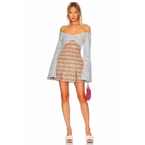 Kim Shui Twee Metallic Patchwork Tweed Mini Dress - Picture 2 of 10